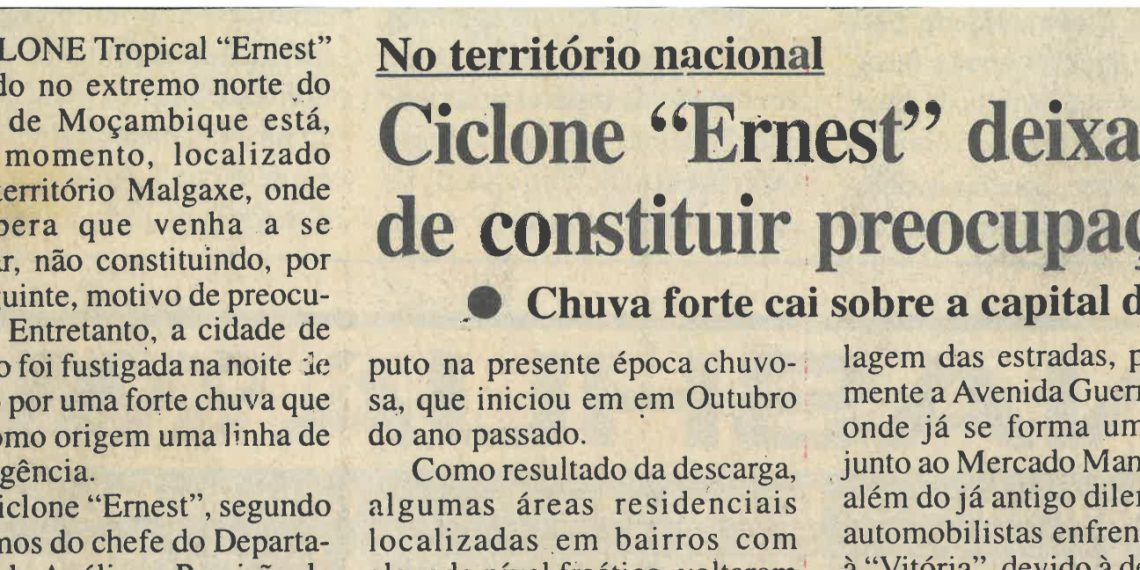 Ciclone “Ernest” deixa de constituir preocupação – 24 de Janeiro de 2005