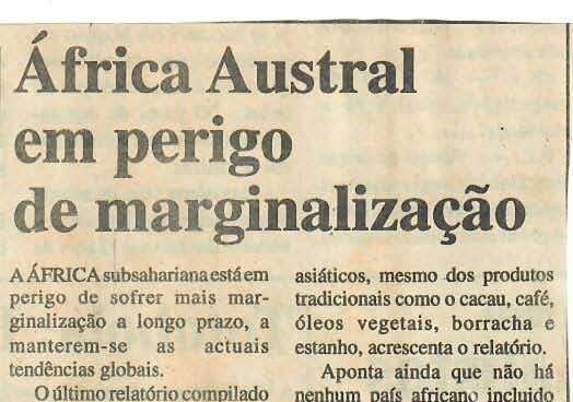 África Austral em perigo de marginalização – 08 de Abril de 1997