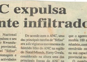 ANC (África do Sul) expulsa agente infiltrado – 09 de Abril de 1997