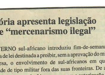 Pretória (África do Sul) apresenta legislação sobre “mercenarismo ilegal” – 14 de Julho de 1997