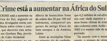 Crime está a aumentar na África do Sul – 12 de Fevereiro de 2005