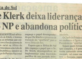 África do Sul – De Klerk deixa liderança do NP e abandona política – 27 de Agosto de 1997