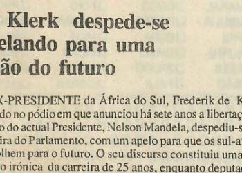 De Klerk (África do Sul) despede-se apelando para uma visão do futuro – 11 de Setembro de 1997