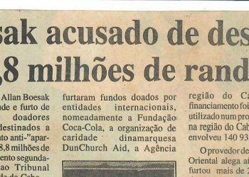 Boesak acusado de desvio de 8,8 milhões de randes (África do Sul) – 16 de Abril de 1997