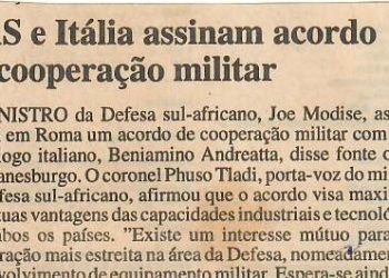 RAS e Itália assinam acordo de cooperação militar – 11 de Julho de 1997