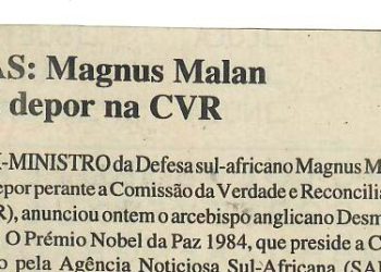RAS: Magnus Malan vai depor na CVR – 25 de Abril de 1997