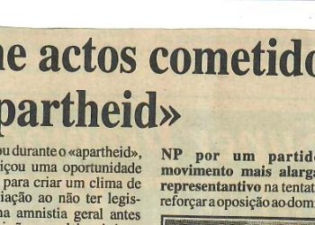 Malan assume actos cometidos durante o “apartheid” – 09 de Maio de 1997
