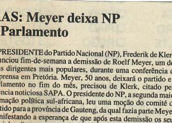 RAS: Meyer deixa NP e Parlamento – 19 de Maio de 1997