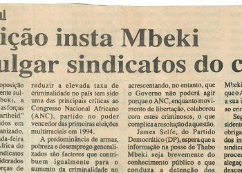 África do Sul – Oposição insta Mbekiv a divulgar sindicatos do crime – 17 de Julho de 1997
