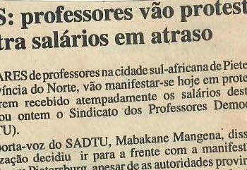 RAS: professores vão protestar contra salários em atraso – 29 de Abril de 1997