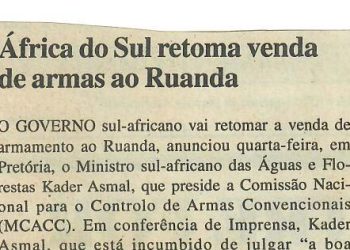 África do Sul retoma venda de armas ao Ruanda – 25 de Julho de 1997