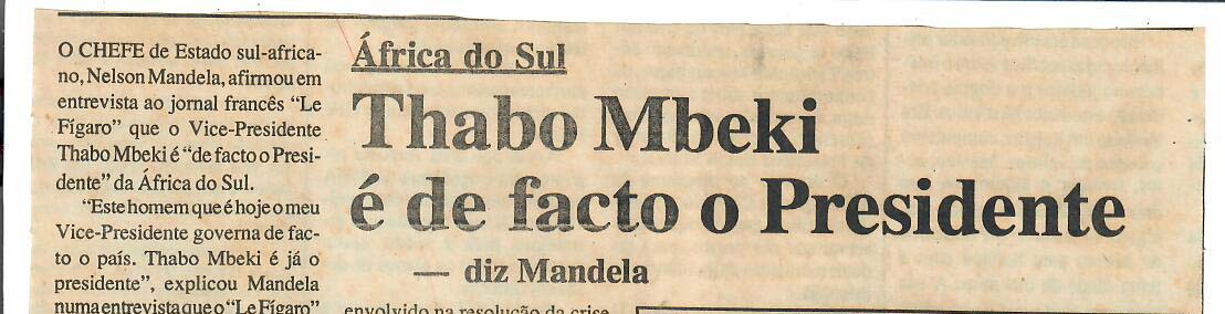 África do Sul – Thabo Mbeki é de facto o Presidente – 03 de Setembro 1997