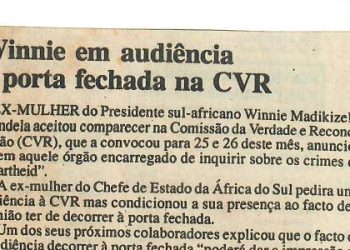 Winnie em audiência à porta fechada na CVR (África do Sul) – 17 de Setembro de 1997
