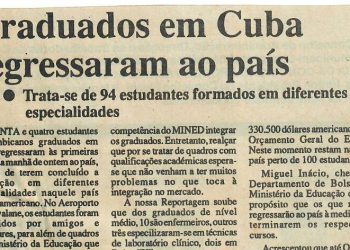 Graduados em Cuba regressam ao país – 30 de Agosto de 1887
