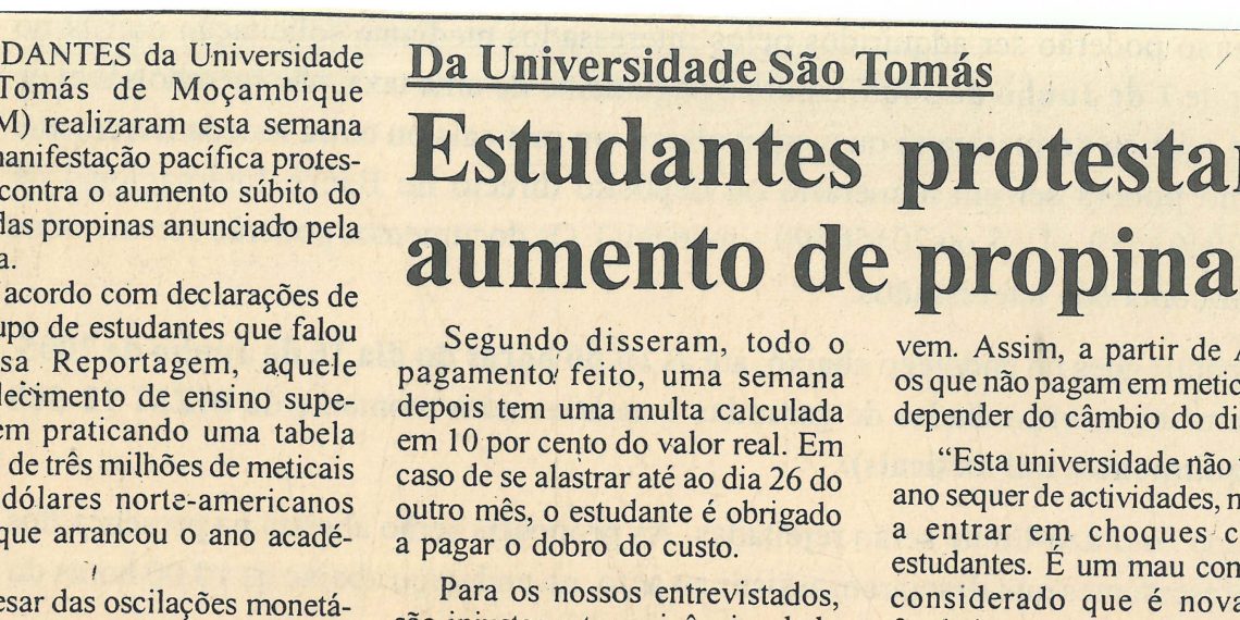 Da Universidade São Tomás – Estudantes protestam aumento de propinas – 28 de Maio de 2005