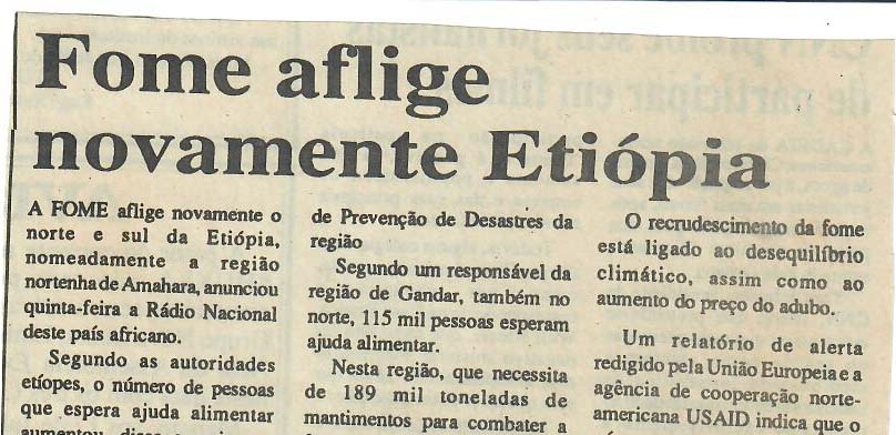 Fome aflige novamente Etiópia – 19 de Julho de 1997