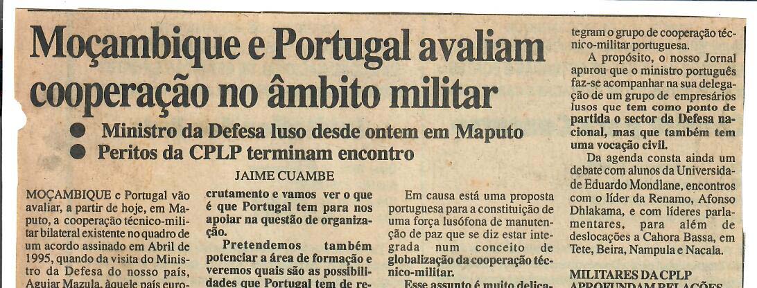 Moçambique e Portugal avaliam cooperação no âmbito militar – 18 de Setembro de 1997