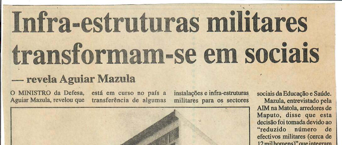 Infra-estruturas militares transformam-se em sociais – 27 de Maio de 1997