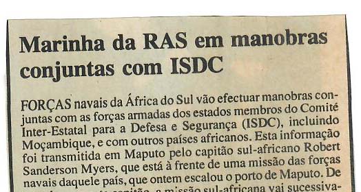 Marinha da RAS em manobras conjuntas com ISDC – 19 de Setembro de 1997