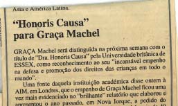 Ásia e América Latina – “Honoris Causa” para Graça Machel – 03 de Julho de 1997