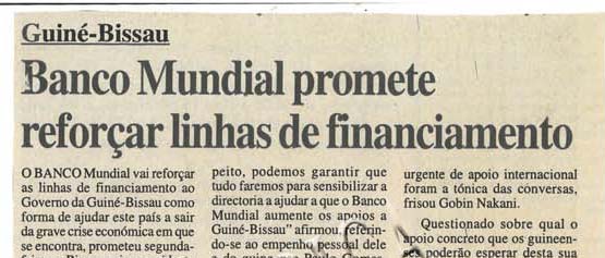Guiné-Bissau: Banco Mundial promete reforçar linhas de financiamento – 26 de Janeiro de 2005