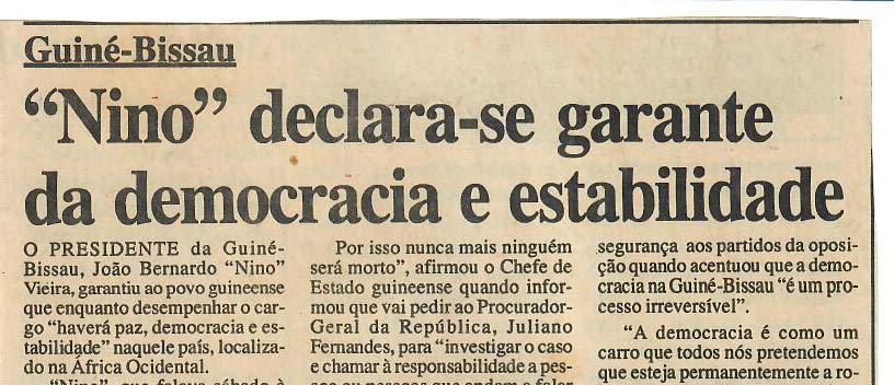  Guiné-Bissau – “Nino” declara-se garante da democracia e estabilidade – 22 de Setembro de 1997