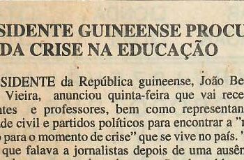 PRESIDENTE GUINEENSE PROCURA FIM DA CRISE NA EDUCAÇÃO – 03 de Maio de 1997