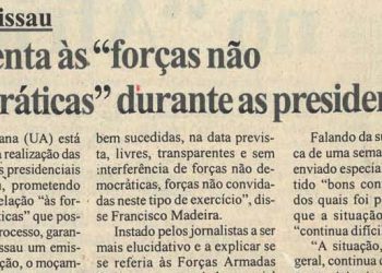 Guiné-Bissau: UA atenta às “forças não democráticas” durante as presidenciais – 27 de Janeiro de 2005