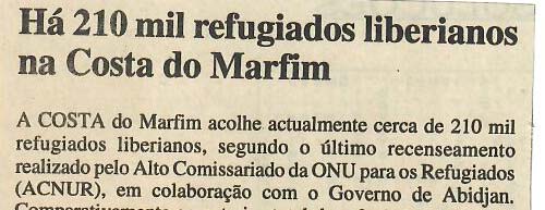 Há 210 mil refugiados liberianos na Costa do Marfim – 10 de Abril de 1997