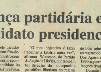 Libéria – Aliança partidária elege candidato presidencial – 01 de Abril de 1997