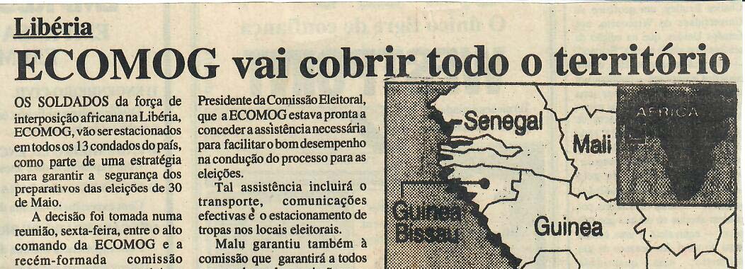 Libéria – ECOMOG vai cobrir todo o território – 07 de Abril de 1997