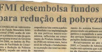 FMI desembolsa fundos para redução da pobreza – 16 de Fevereiro de 2005