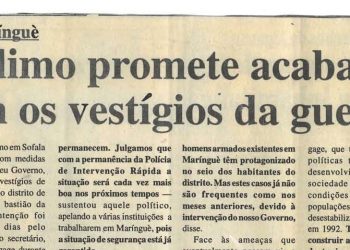 Em Marínguè – Frelimo promete acabar com os vestígios da guerra – 13 de Setembro de 1997