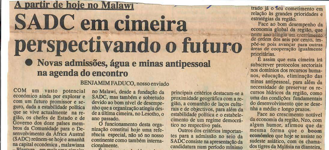 SADC em cimeira perspectivando o futuro – 08 de Setembro de 1997