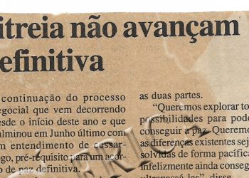 Etiópia e Eritreia não avançam para a paz definitiva – 01 de Novembro de 2000