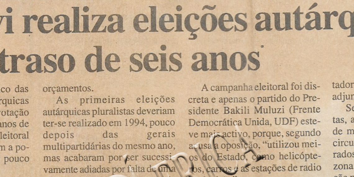 Malawi realiza eleições autárquicas com atraso de seis anos – 21 de Novembro de 2000