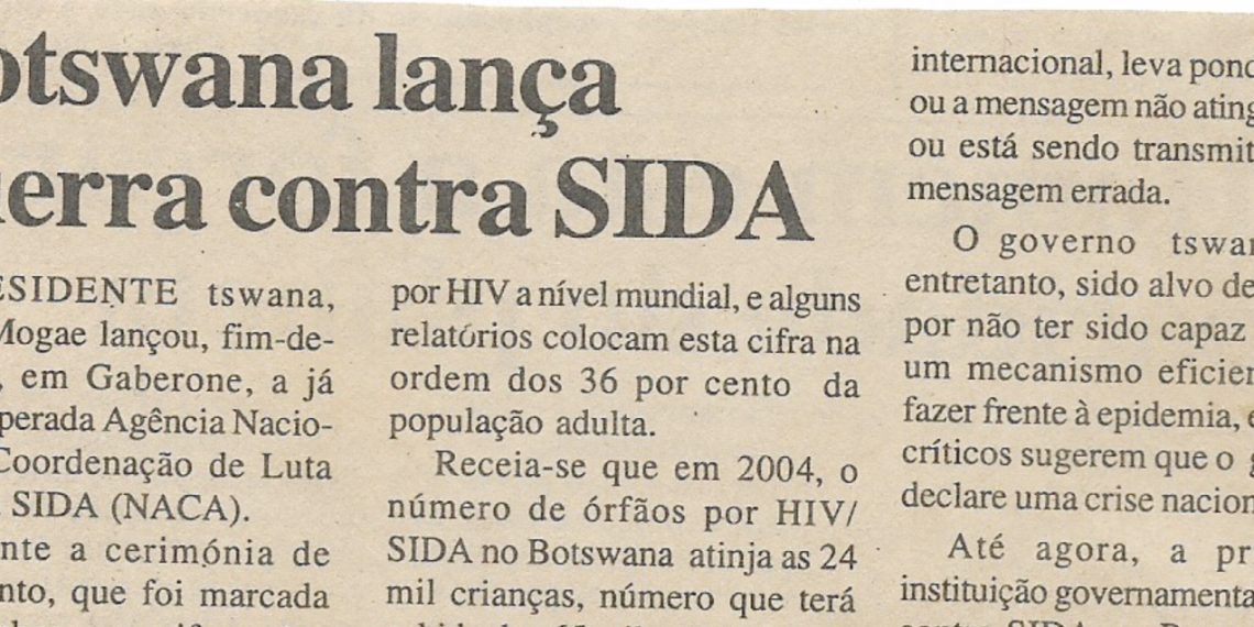 Botswana lança guerra contra SIDA – 31 DE Outubro de 2000