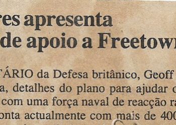 Londres apresenta plano de apoio a Freetown – 01 de Novembro de 2000
