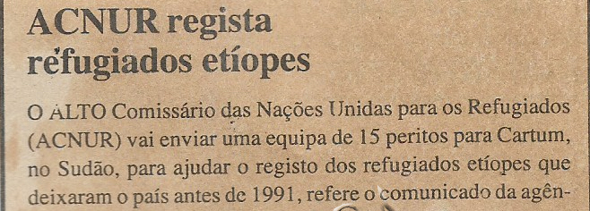 ACNUR regista refugiados etíopes – 28 de Outubro de 2000