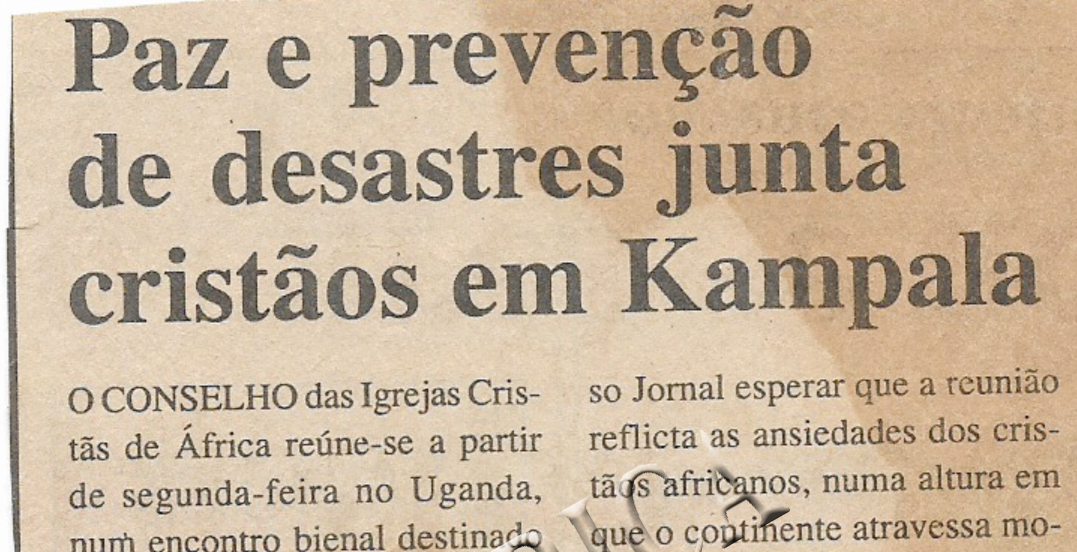 Paz e prevenção de desastres junta cristãos em Kampala – 28 de Outubro de 2000