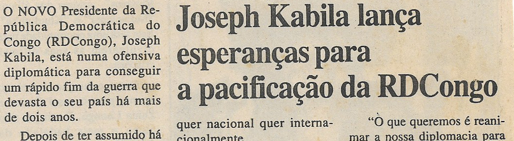 Joseph Kabila lança esperanças para a pacificação da RDCongo – 02 de Fevereiro de 2001