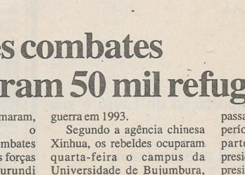 Burundi – Recentes combates produziram 50 mil refugiados – 03 de Março de 2001