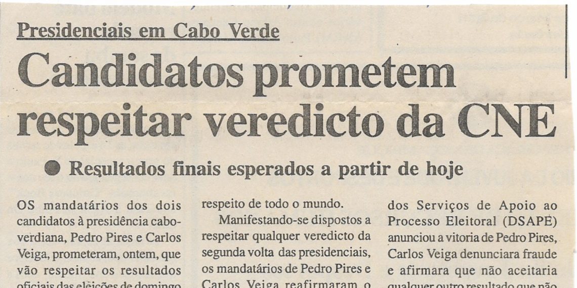 Presidenciais em Cabo Verde – Candidatos prometem respeitar veredicto da CNE – 02 de Março de 2001