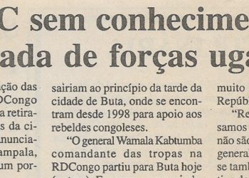 RDCongo – MONUC sem conhecimento da retirada de forças ugandesas – 01 de Março de 2001