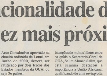 Operacionalidade da União Africana (UA) cada vez mais próxima – 02 de Março de 2001