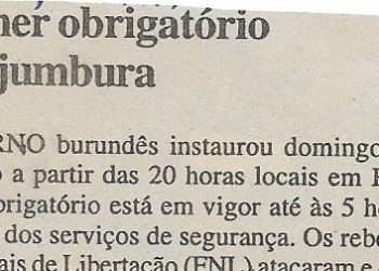 Recolher obrigatório em Bujumbura – 06 de Março de 2001