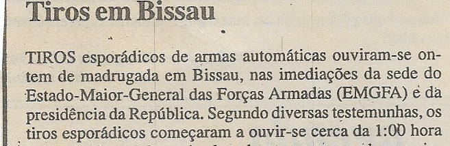Tiros em Bissau – 06 de Março de 2001