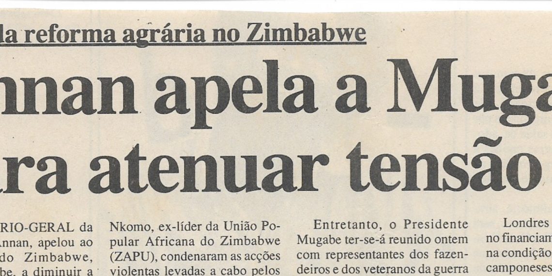 Crise da reforma agrária no Zimbabwe – Annan apela a Mugabe para atenuar tensão – 20 de Abril de 2000