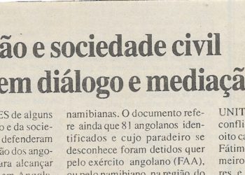 Angola – Oposição e sociedade civil defendem diálogo e mediação interna – 22 de Maio de 2000