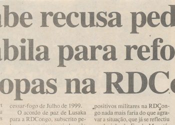 Mugabe recusa pedido de Kabila para reforço das tropas na RDCongo – 13 de Janeiro de 2000